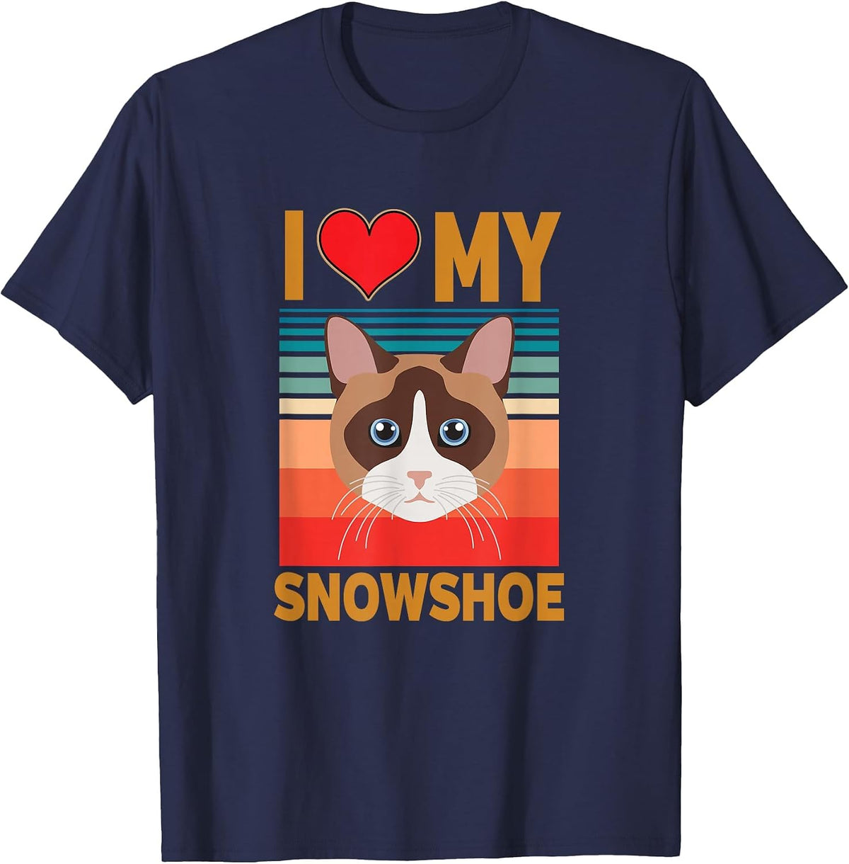 Snowshoe Siamese Cat T-Shirt - Navy Blue