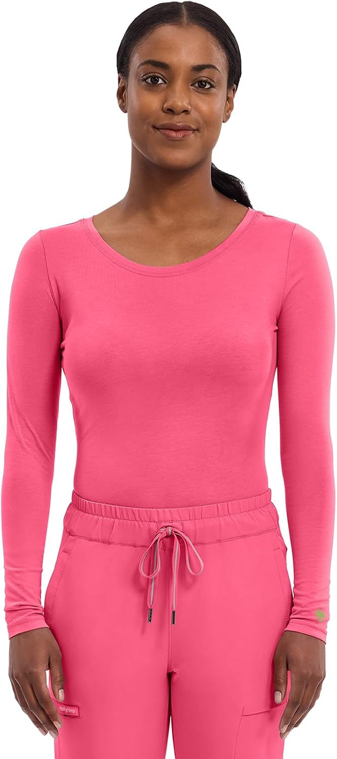 Healing Hands Underscrub Long Sleeve Women Knits Scrub Tops - Carnation Pink 1