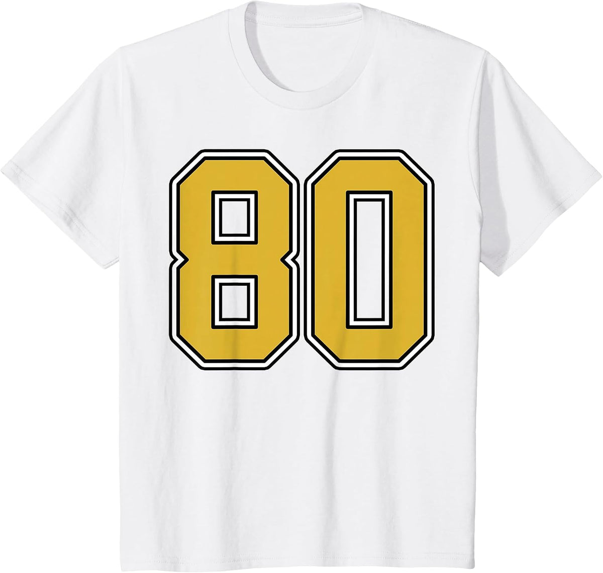 Old Gold Black White Sports Number 80 Jersey Uniform Player T-Shirt - White