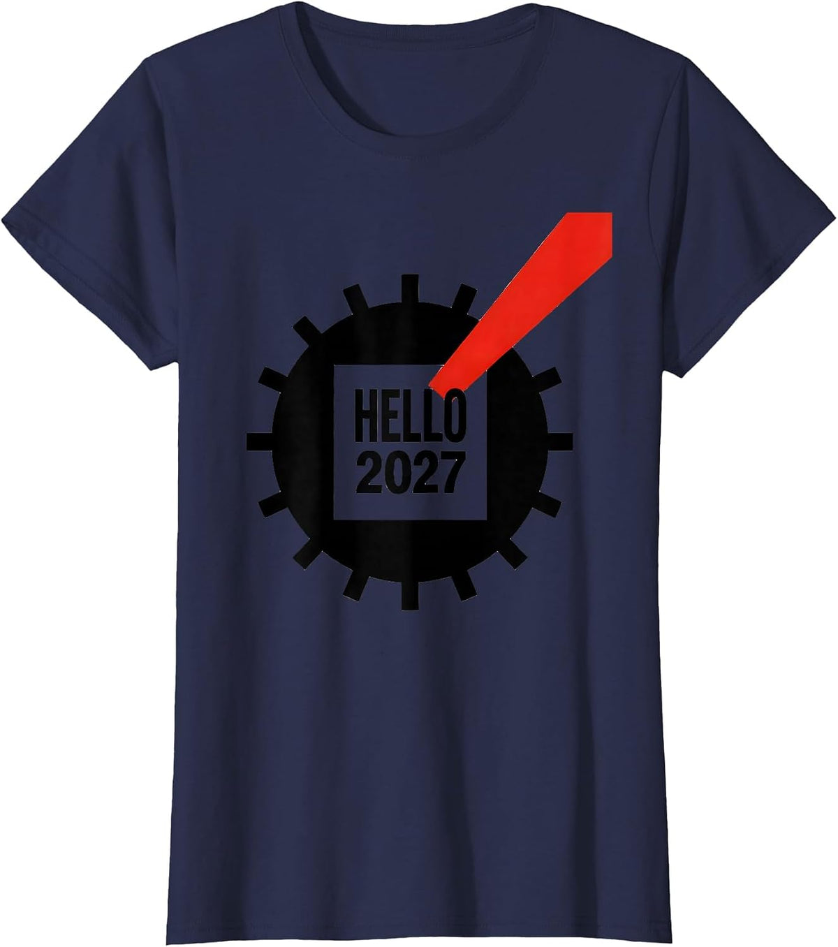 Women's Hello 2027 Bauhaus Modernist Family Matching New Year's Eve T-Shirt - Navy Blue