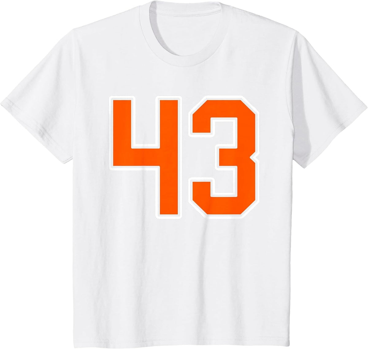 Orange White Number 43 Jersey Player Uniform #43 T-Shirt - White