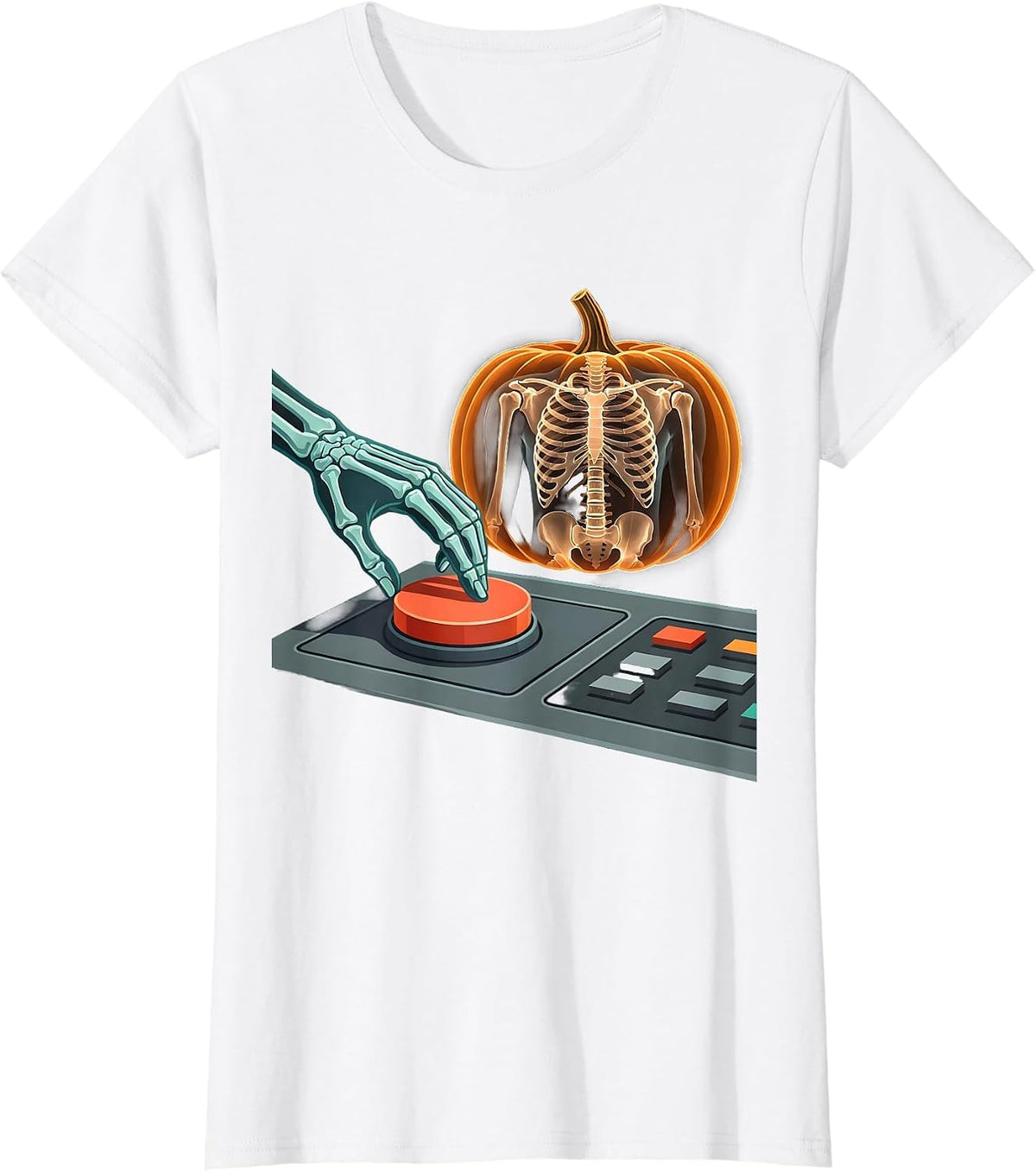 Imaging Console Skeleton Hand Halloween Radiology Tech T-Shirt - White