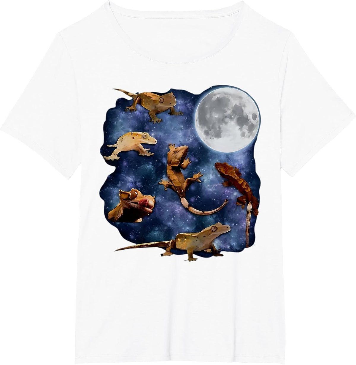 Crested Gecko Moon Retro Reptile Mom Dad Breeder Lover T-Shirt - White