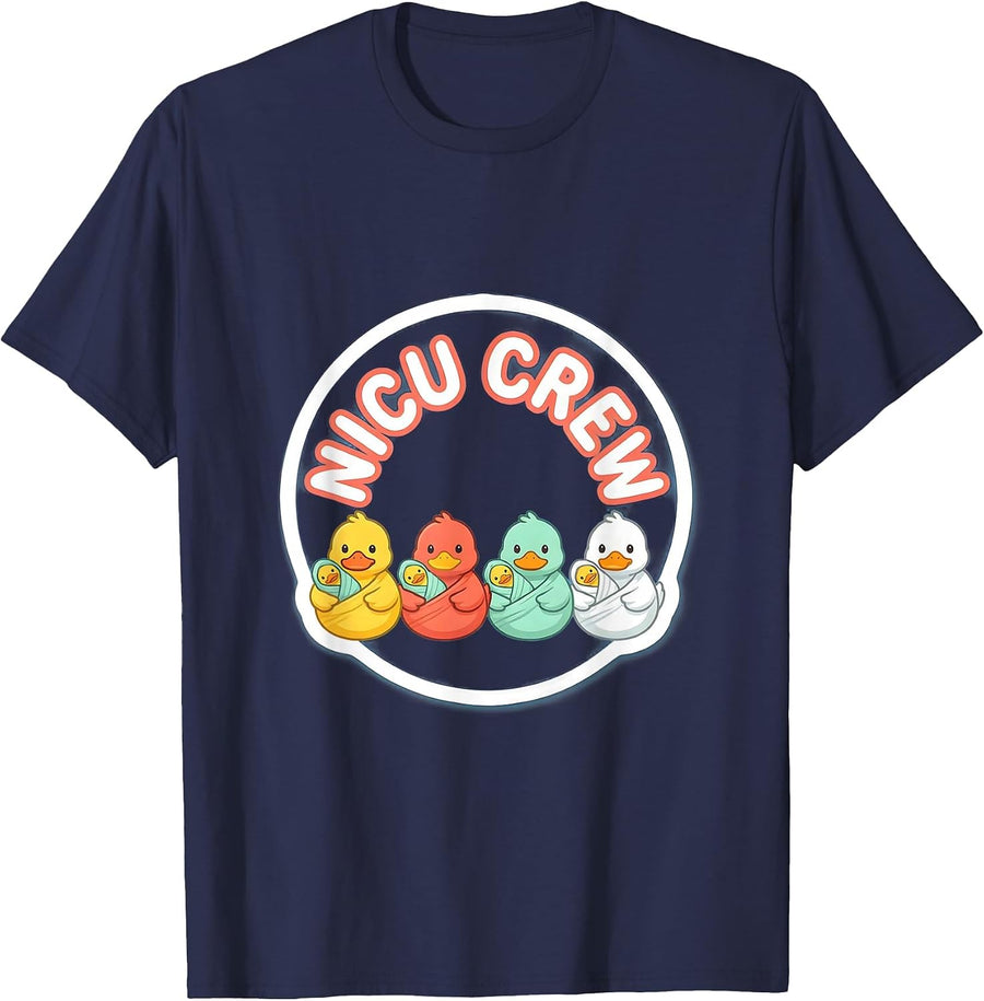 NICU Crew Cute Animal Pediatric Nurse Crew Appreciation T-Shirt - Navy Blue