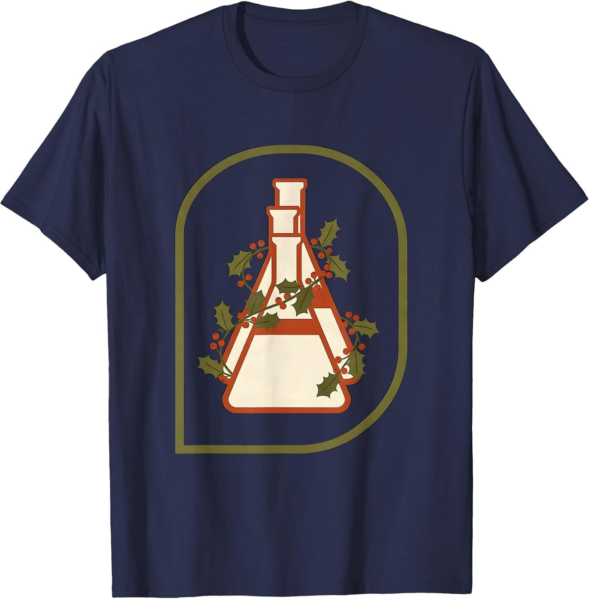 Laboratory Flasks Midcentury Modern Pharmacy Tech Christmas T-Shirt - Navy Blue