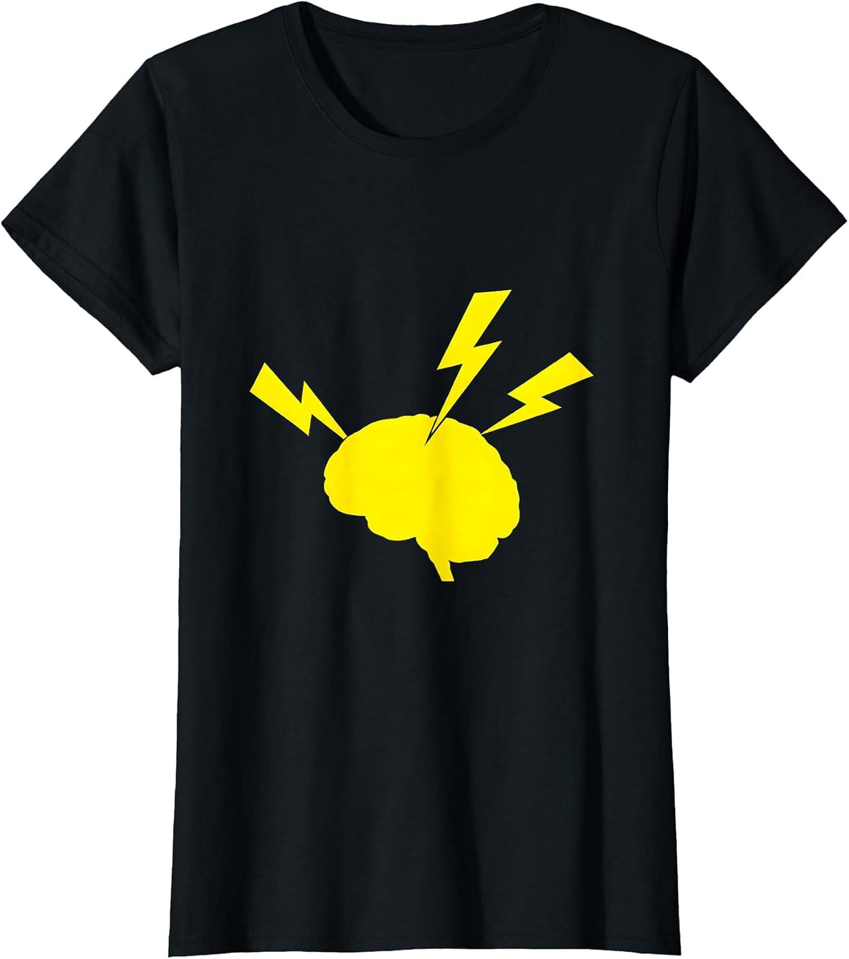 ADHD Brain Lightning Bolt Graphic Design T-Shirt - Black
