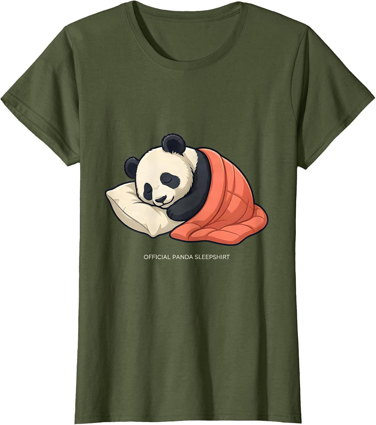 Women's Official Panda Sleepshirt Funny Animal Lover Cozy Novelty T-Shirt - Olive Green