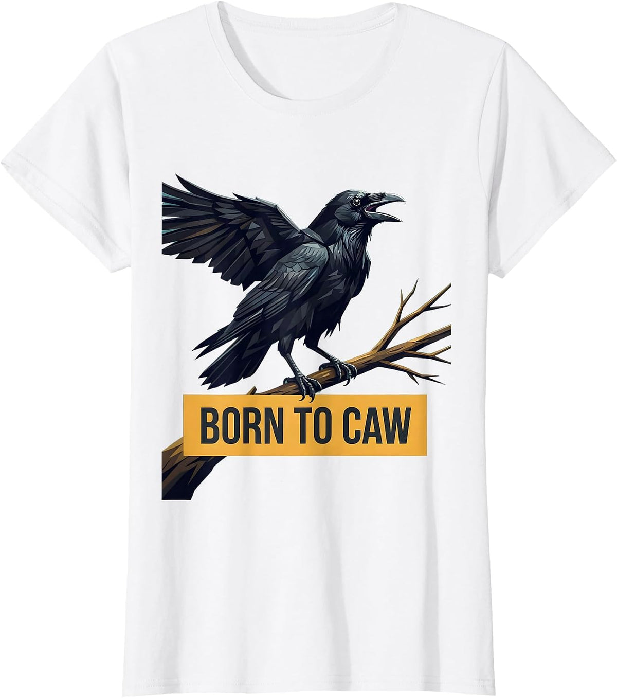 Born To Caw Crow Lover Graphic Design T-Shirt - White