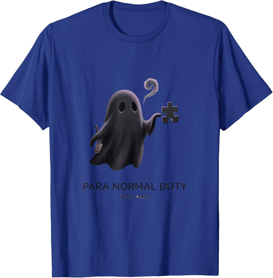 Para Normal Duty SPED Para Funny Ghost Paraprofessional T-Shirt - Royal Blue
