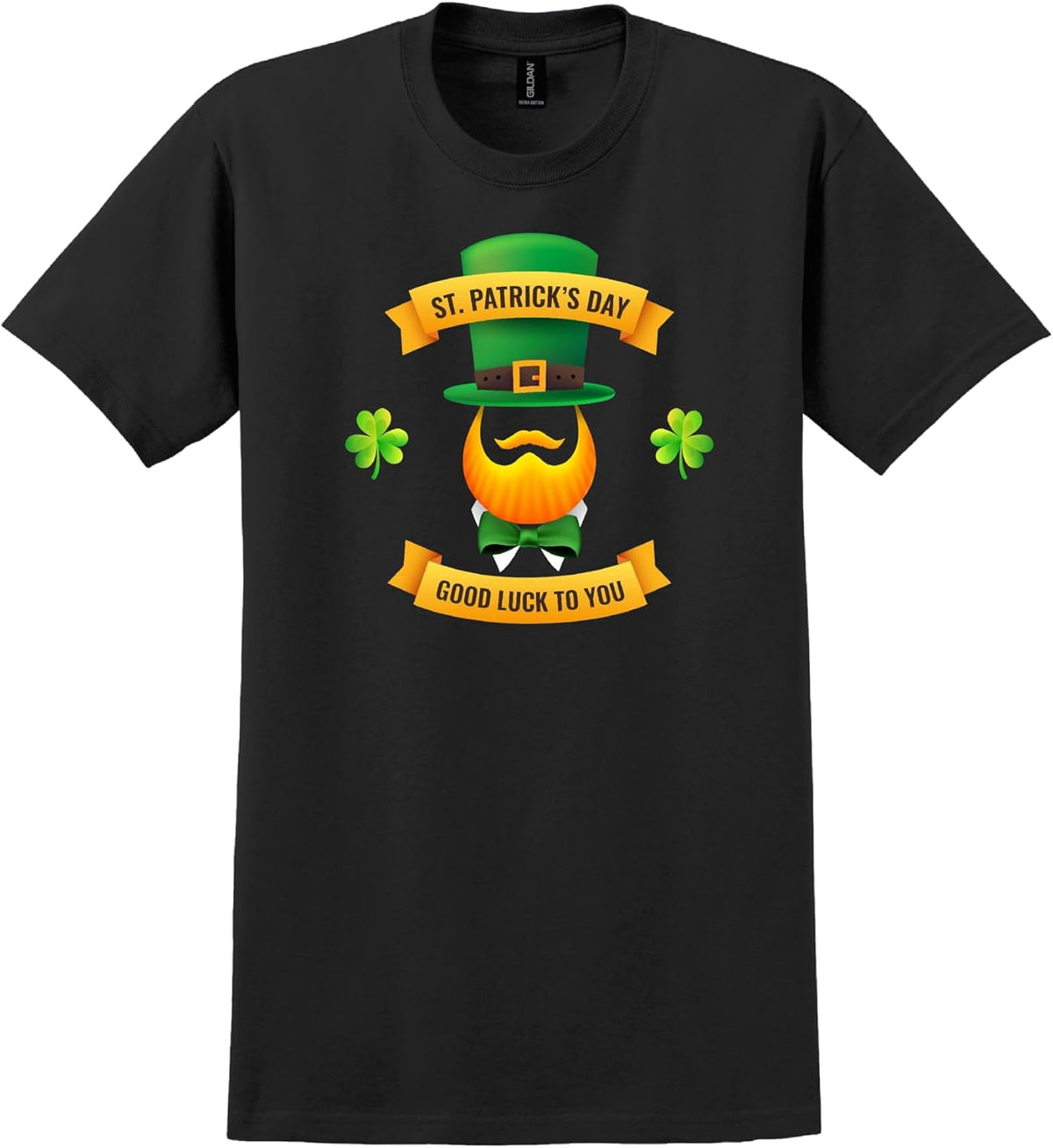 Happy Saint Patrick’s Day/Leprechaun/Lucky Irish/Shamrock Leaf/Green Clover Festival Unisex Short Sleeve Cotton Tee - Black