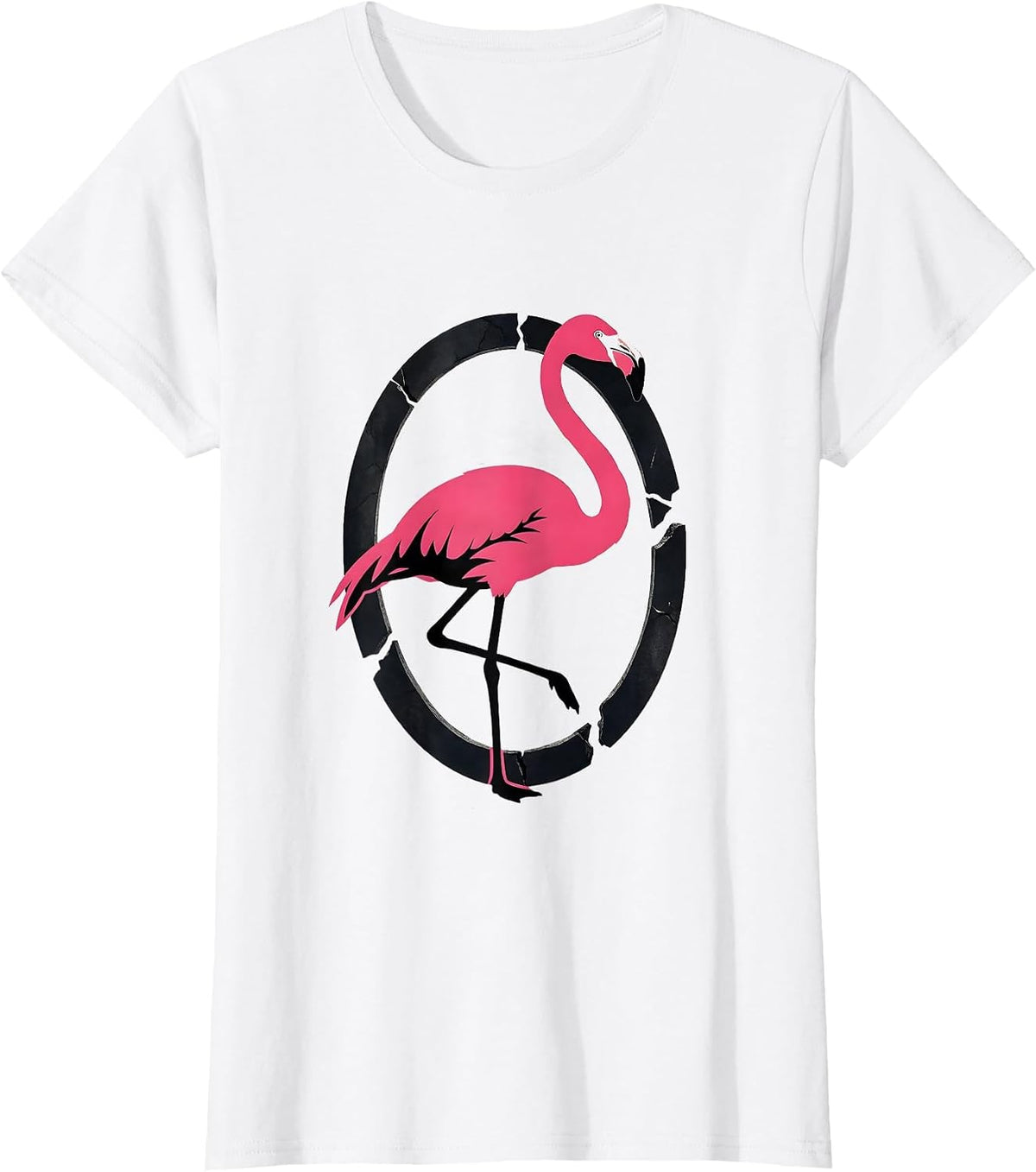 Women's Pink Flamingo Silhouette Novelty Humor Gift T-Shirt - White