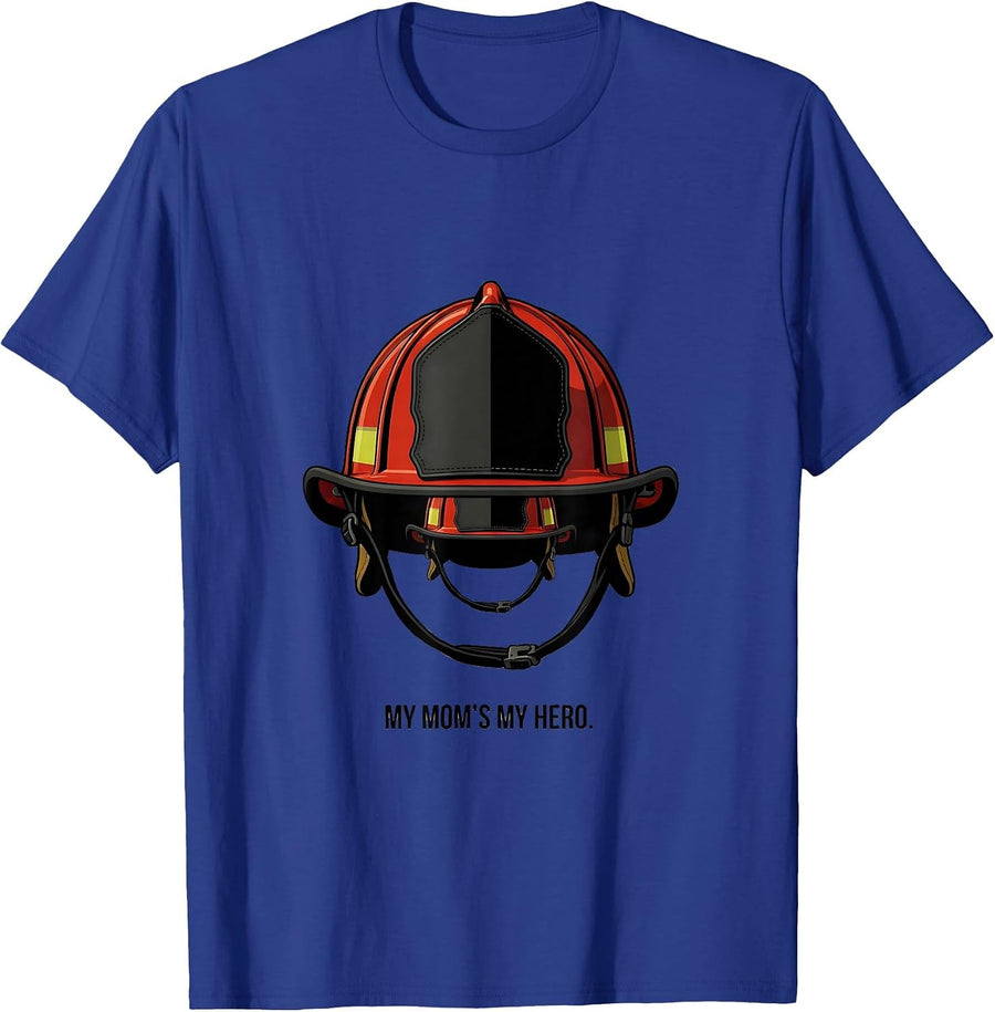 My Mom's My Hero Editorial Conceptual Firefighter Daughter T-Shirt - Royal Blue