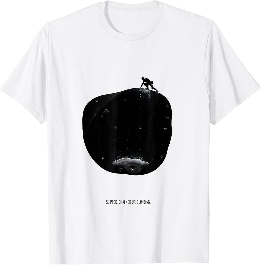 Men's Slipped. Chalked Up. Climbing Funny Rock Climber Bouldering T-Shirt - White