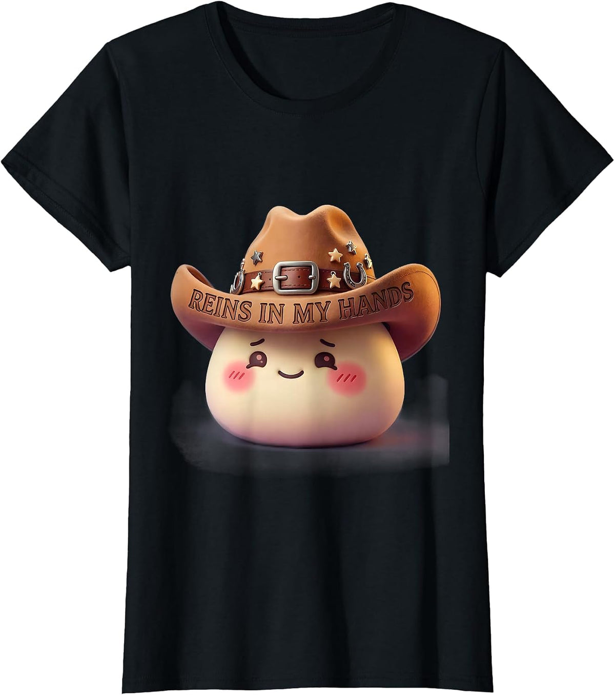 Reins In My Hands Cowgirl Graphic Design T-Shirt - Black