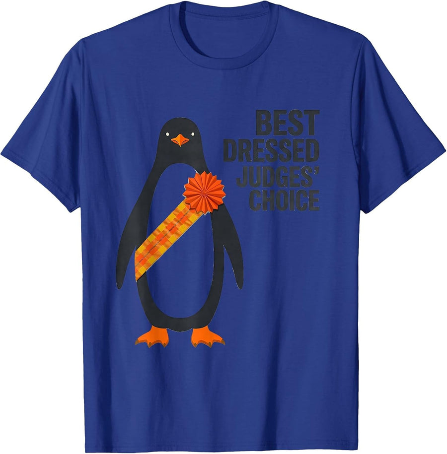 Best Dressed, Judges' Choice Funny Penguin Ugly Christmas T-Shirt - Royal Blue