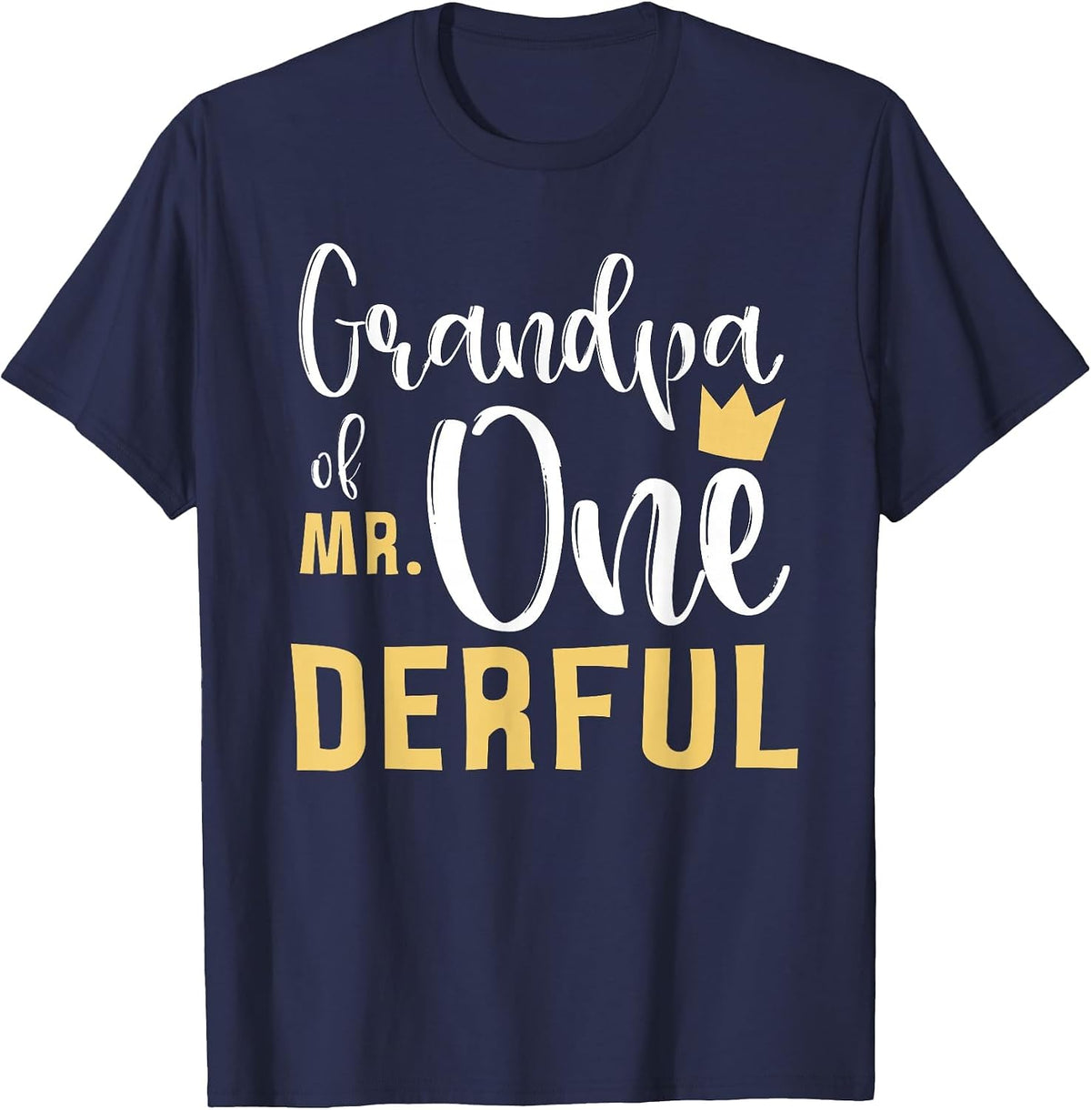 Grandpa of Mr Onederful 1st Birthday First One-Derful Party T-Shirt - Navy Blue