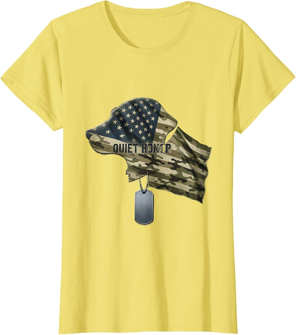Quiet Honor Distressed Military Veteran Patriotic T-Shirt - Lemon Yellow