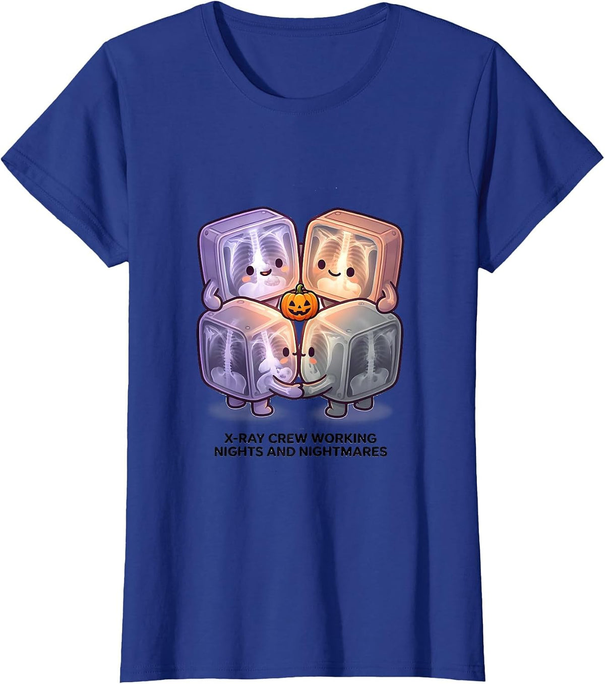 Women's X-Ray Crew Working Nights And Nightmares Cute T-Shirt - Royal Blue