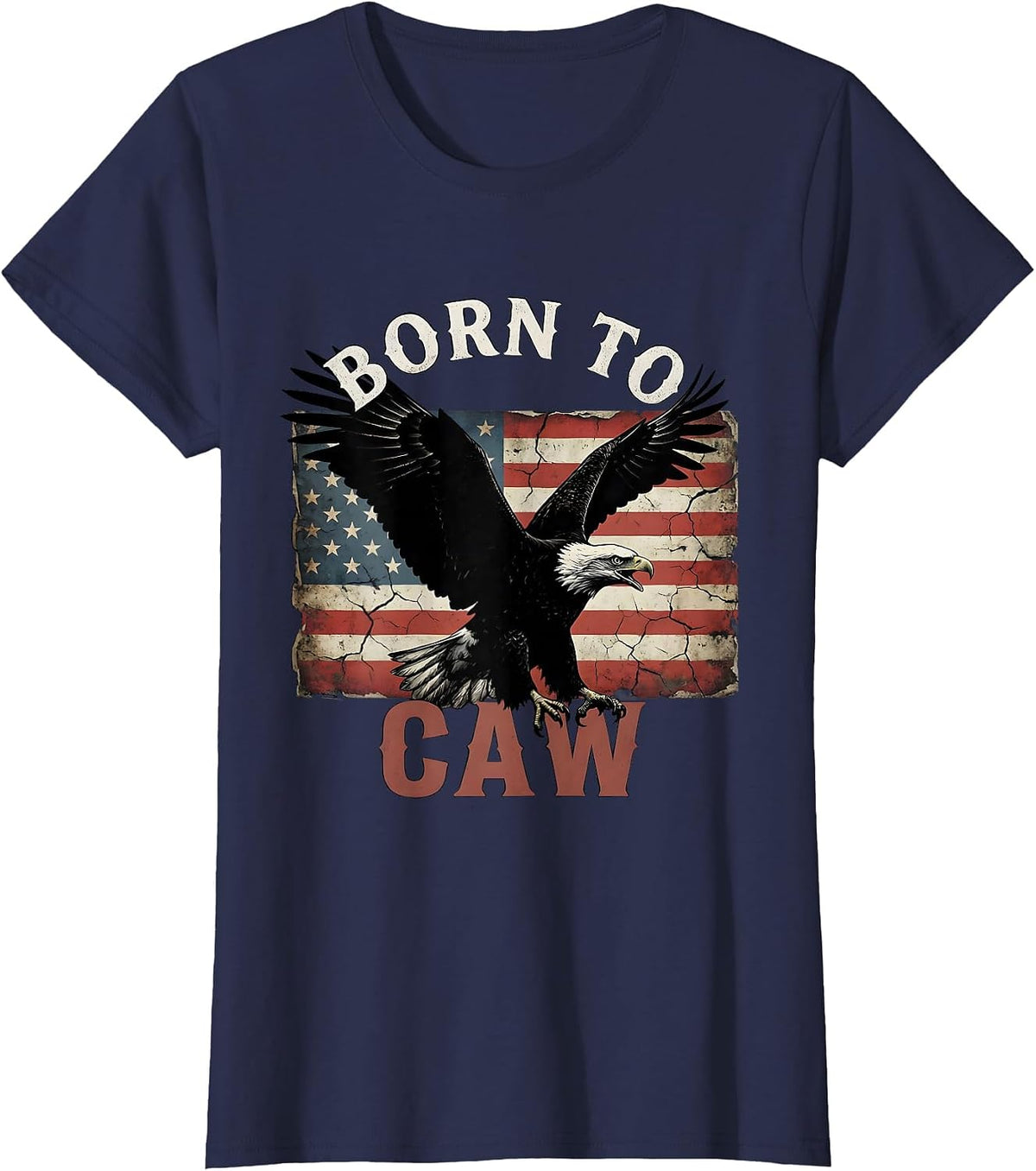 Women's Born to Caw Crow Lover Graphic Design T-Shirt - Navy Blue