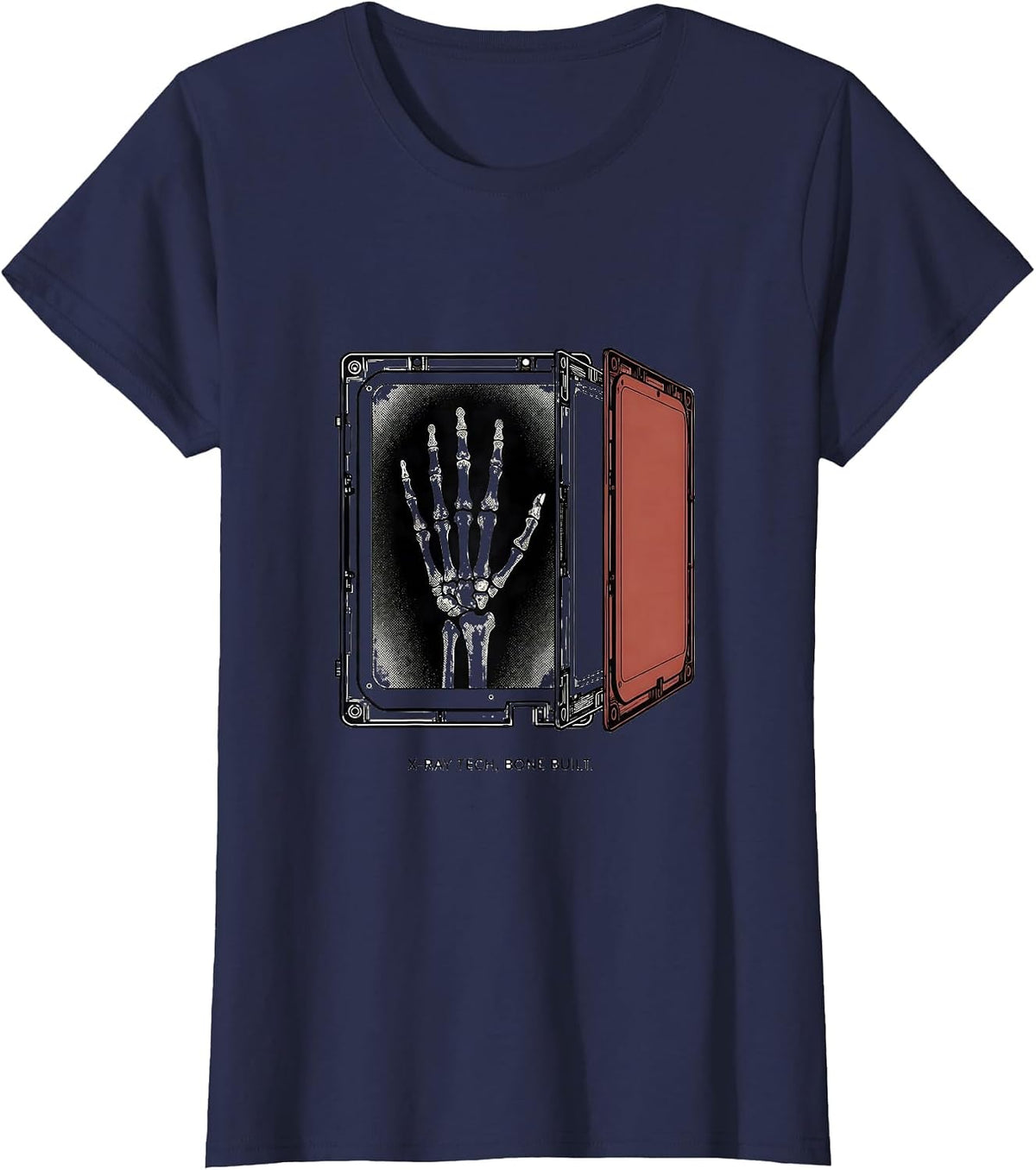 Women's X-Ray Tech Bone Built Radiology Technologist Occupational T-Shirt - Navy Blue