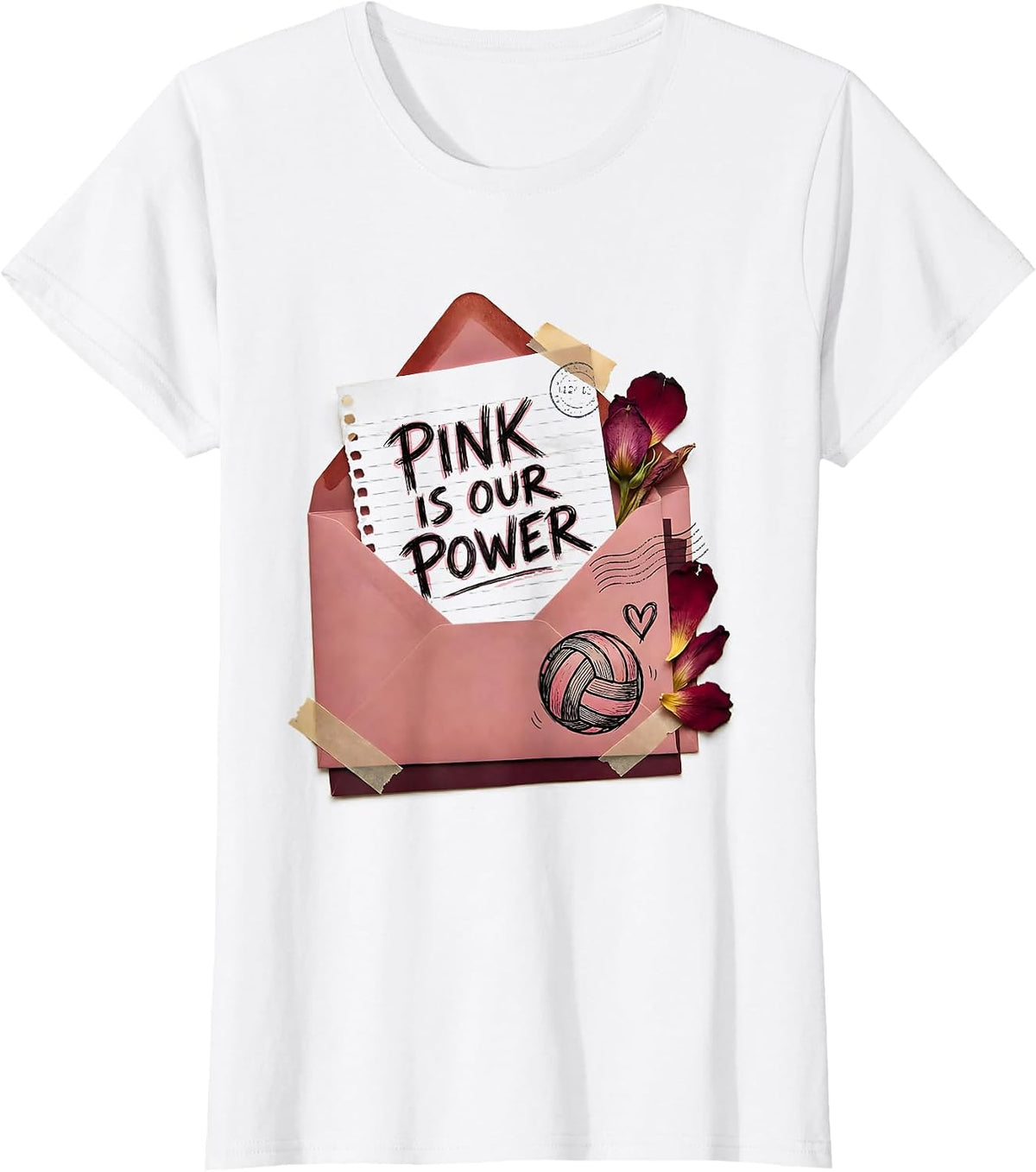 Pink Is Our Power Volleyball Pink Out Design T-Shirt - White