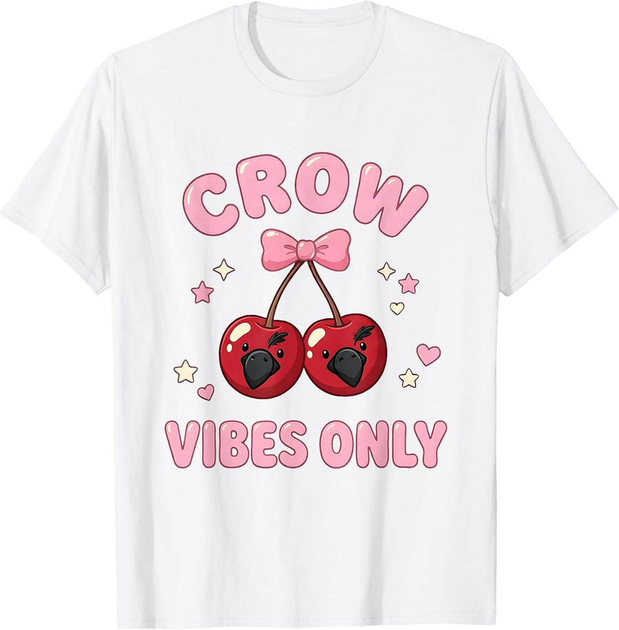 Men's Crow Vibes Only Dark Bird Lover Design T-Shirt - White