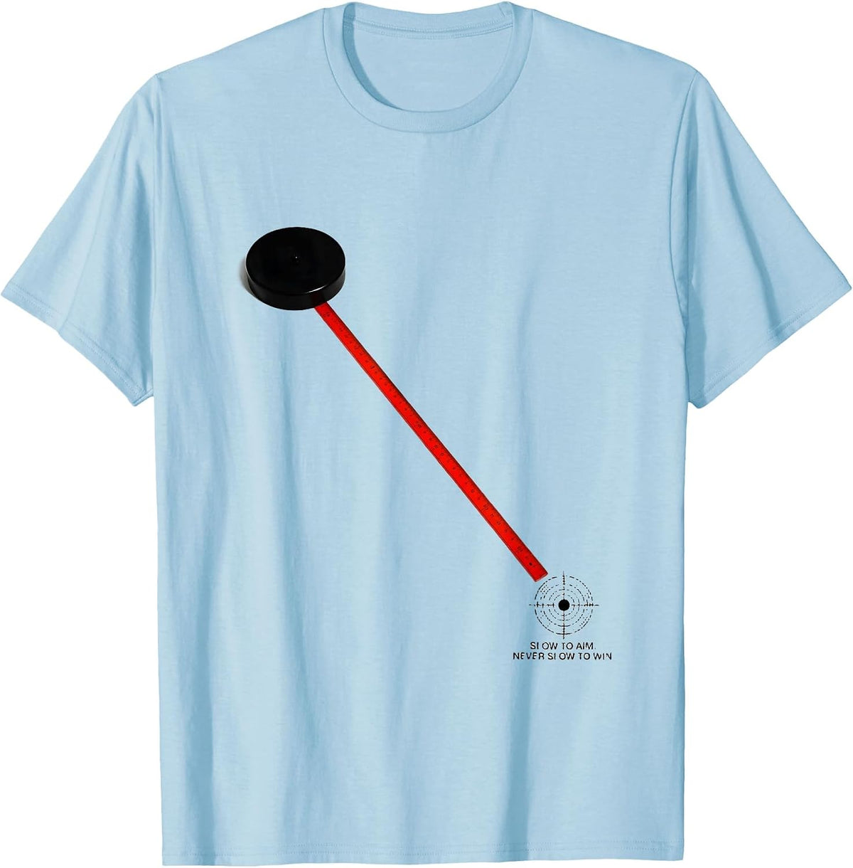 Men's Slow To Aim Never Slow To Win Funny Pool Player Billiard T-Shirt - Baby Blue