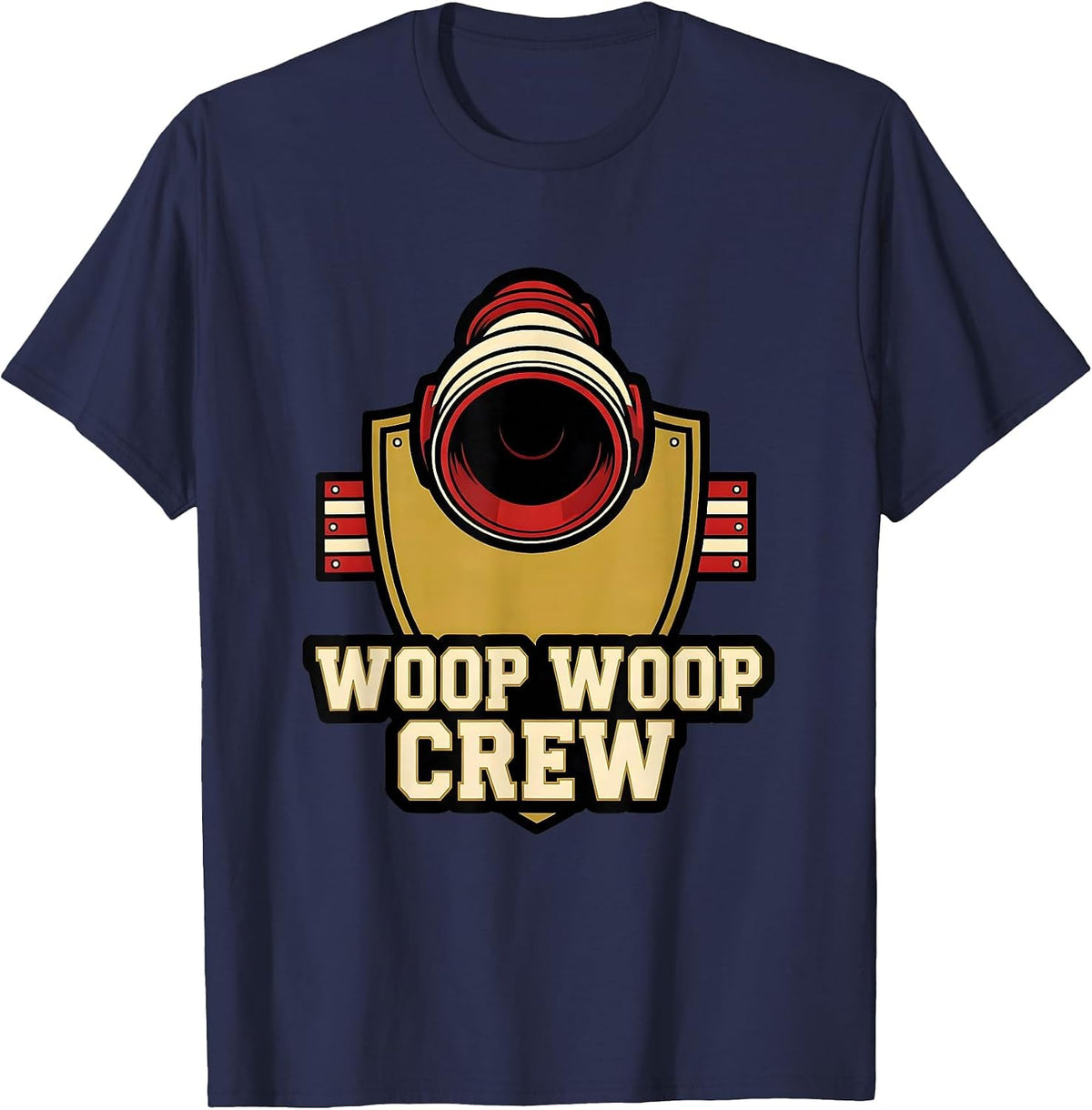 Men's Woop Woop Crew Sports Firefighter Humor Memorial Tribute T-Shirt - Navy Blue