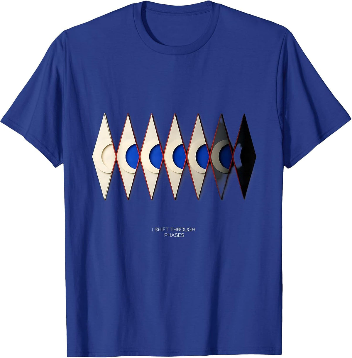 I Shift Through Phases Geometric Moon Phase Astronomy T-Shirt - Royal Blue