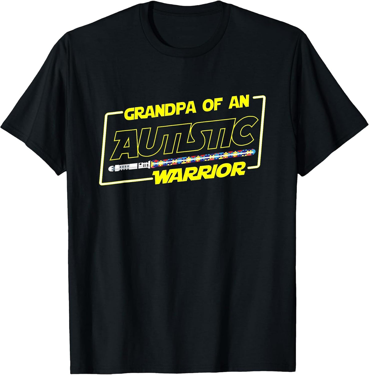 Autistic Autism Awareness Warrior Grandpa T Shirt Men Papa T-Shirt - Black