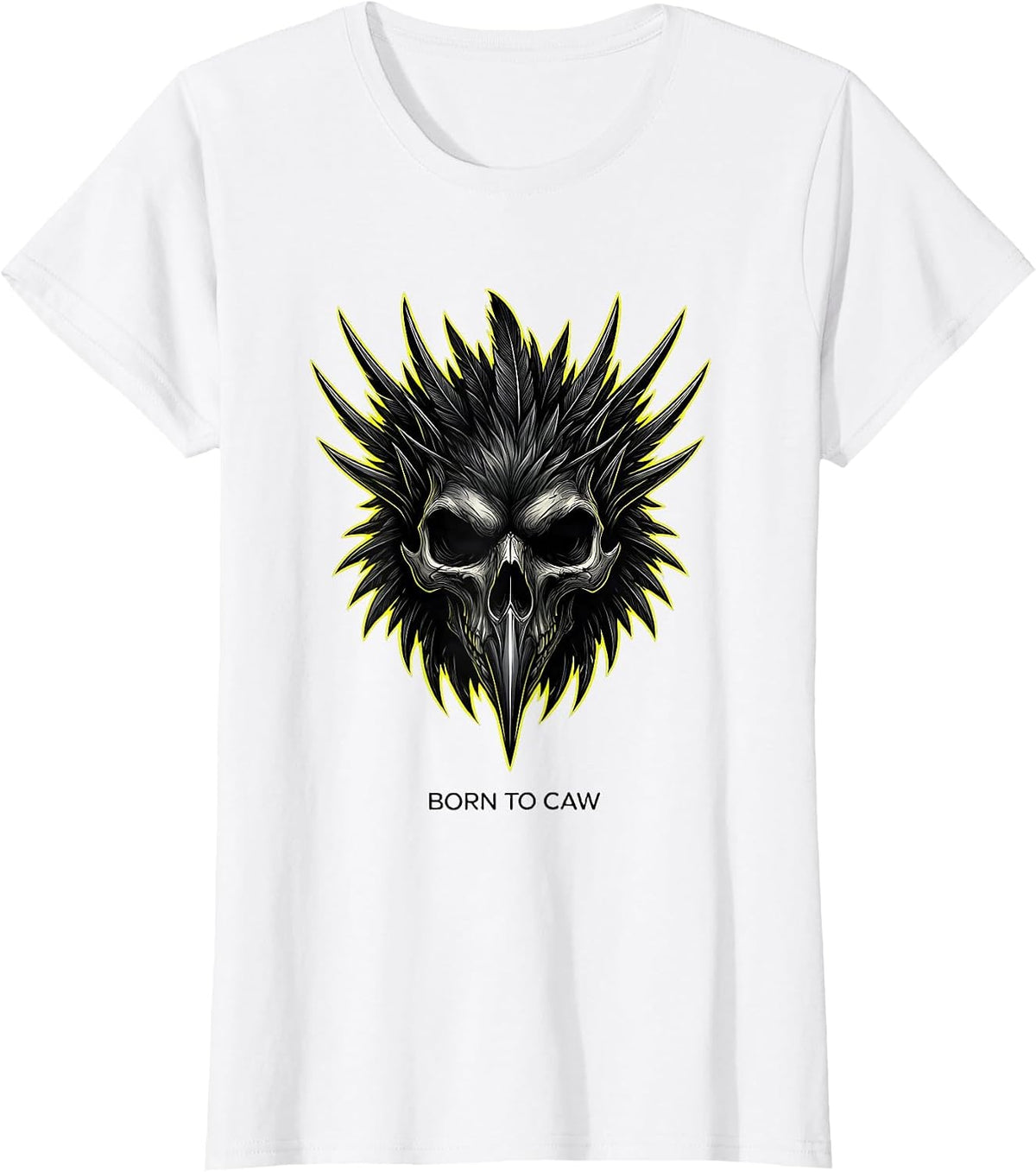 Born to Caw Crow Lover Graphic Design T-Shirt - White