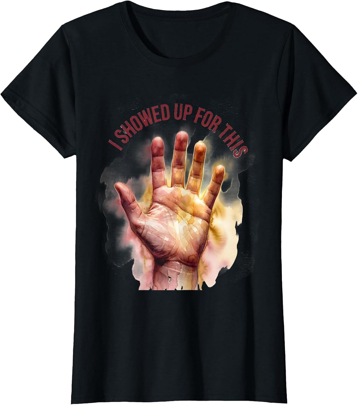 Hineni I Showed Up For This Graphic Design T-Shirt - Black