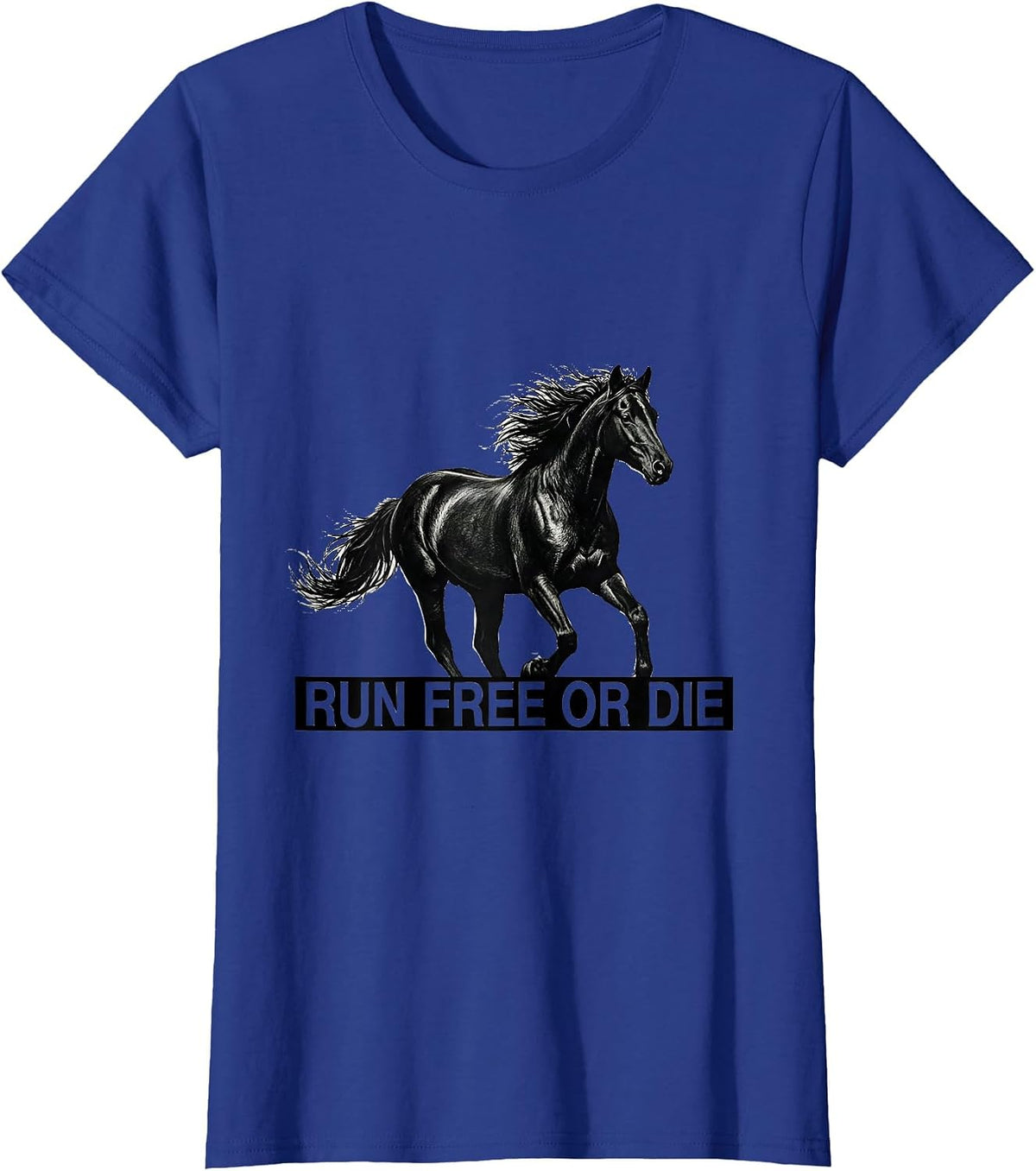 Women's Run Free or Die Bold Freedom Graphic Design T-Shirt - Royal Blue