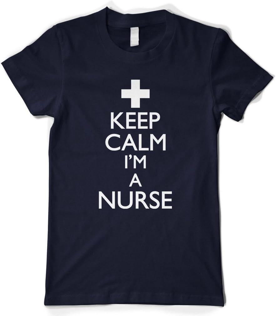 Cybertela Women's Keep Calm I'm A Nurse T-Shirt - Navy Blue