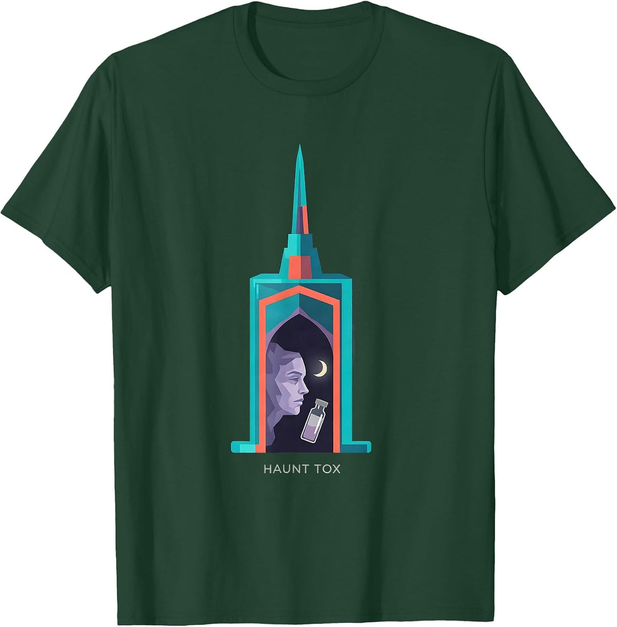 Haunt Tox Flat Vector Halloween Aesthetic Nurse Injector T-Shirt - Dark Green