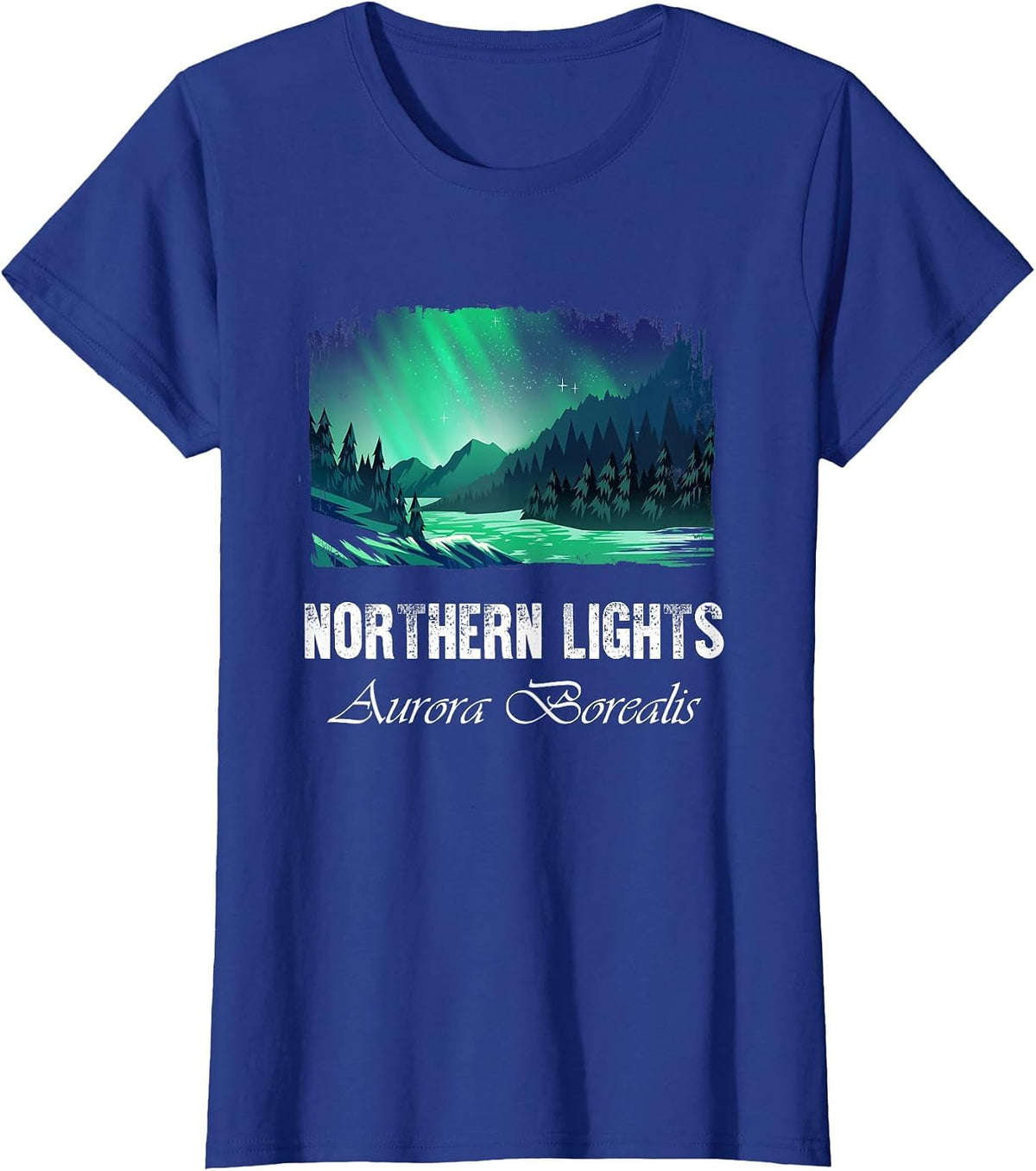 Northern Lights Aurora Borealis Tee T-Shirt - Royal Blue