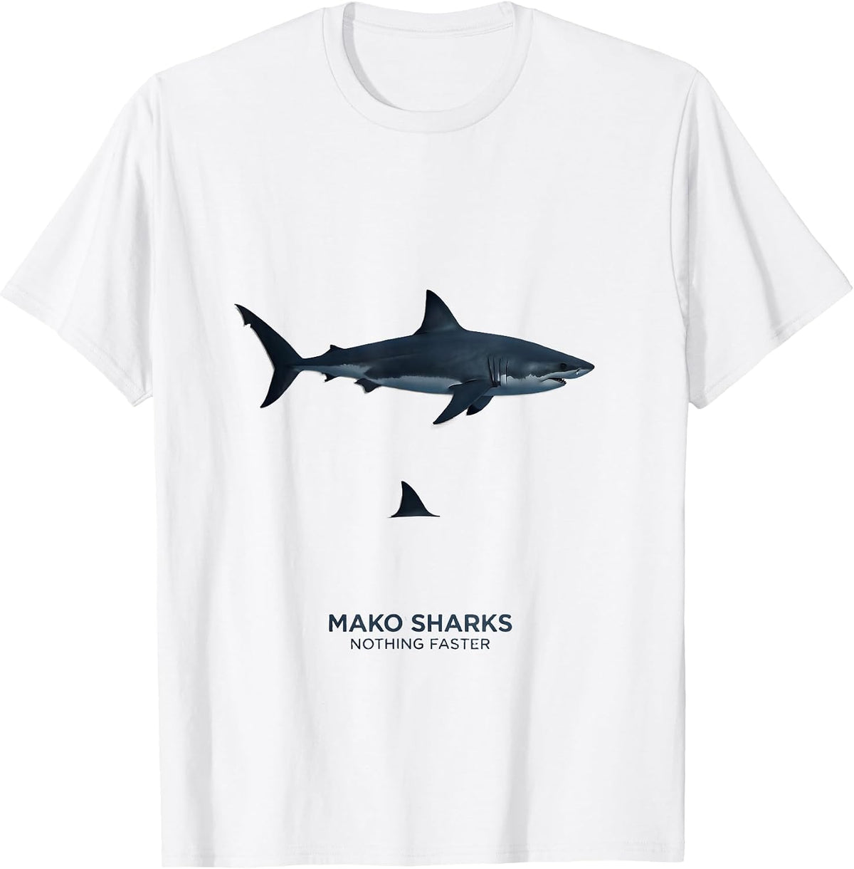Men's Mako Sharks Nothing Faster Minimalist Shark Lover Ocean T-Shirt - White