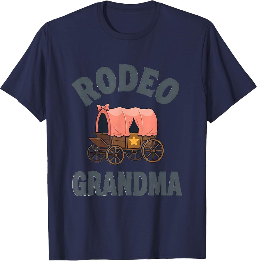 Rodeo Grandma Pink Boots Coquette CowGirl Birthday Party T-Shirt - Navy Blue