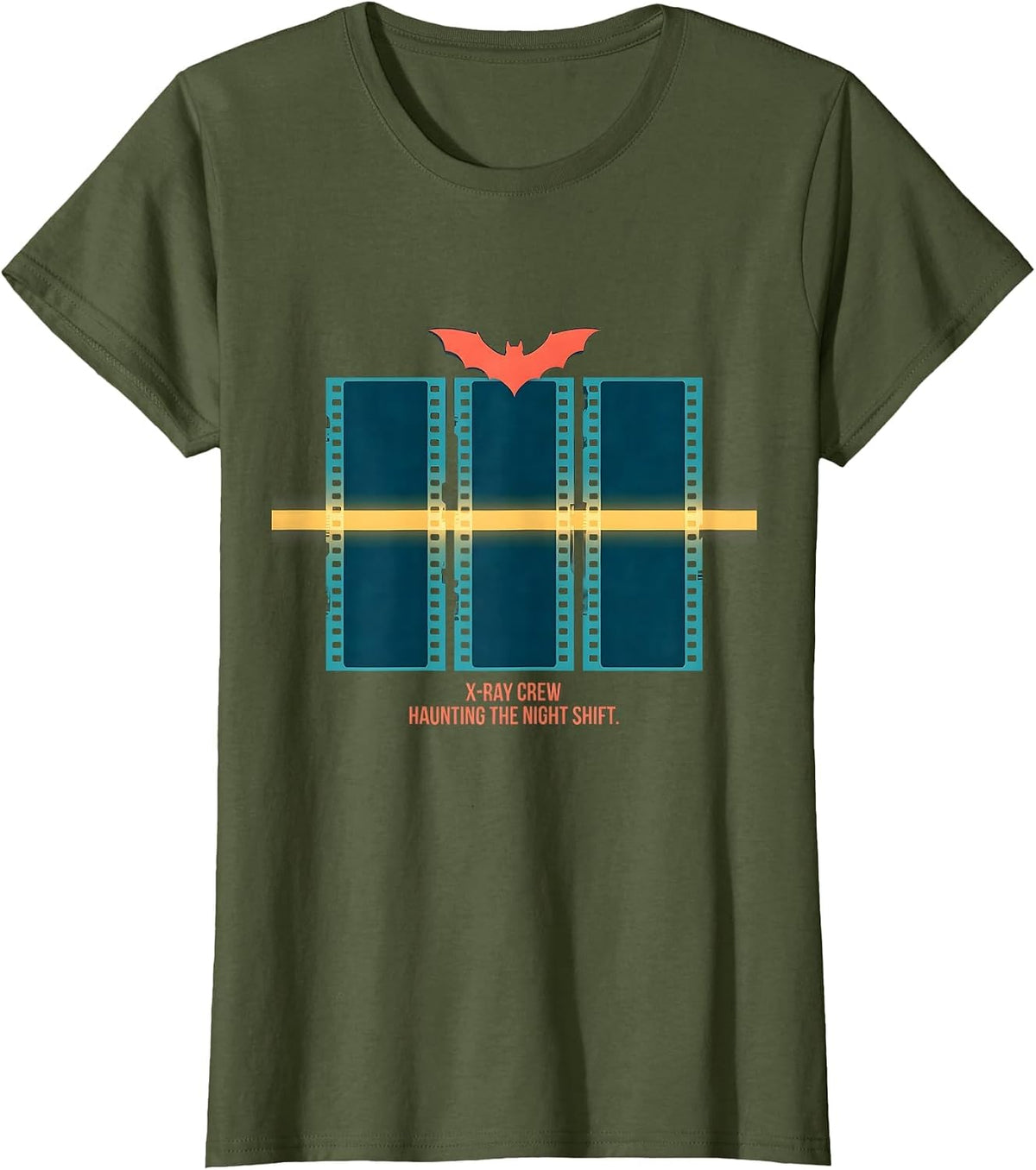Women's X-Ray Crew Haunting The Night Shift Funny Radiology Tech T-Shirt - Olive Green
