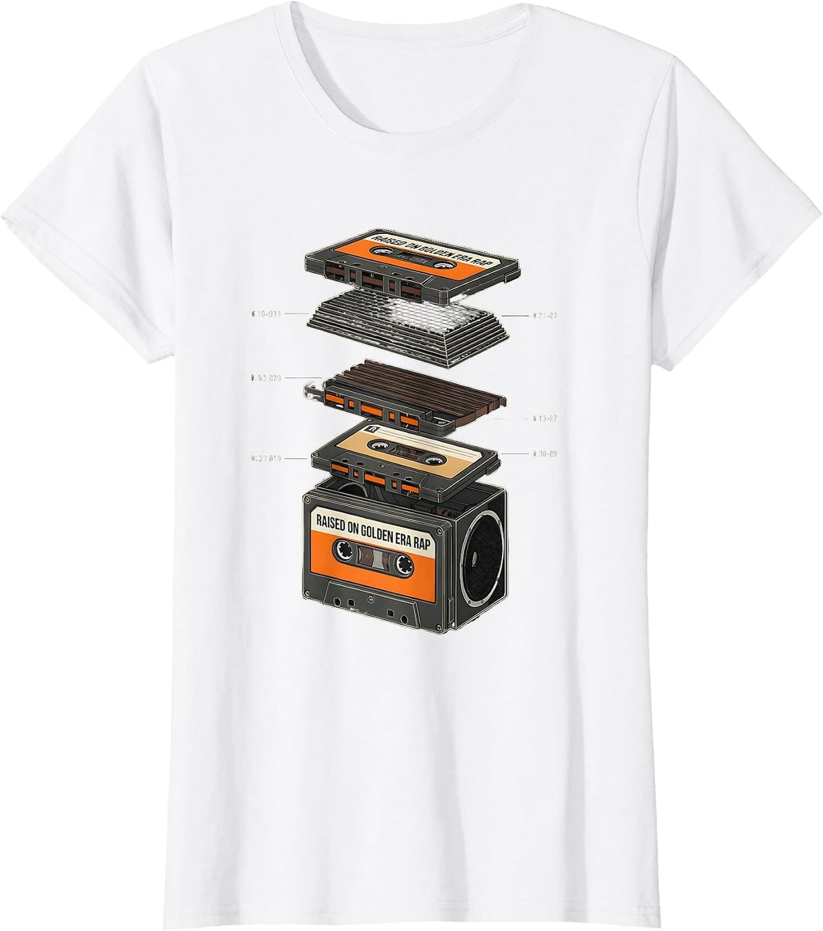 Women's Raised On Golden Era Rap Nostalgic Streetwear Hip Hop T-Shirt - White