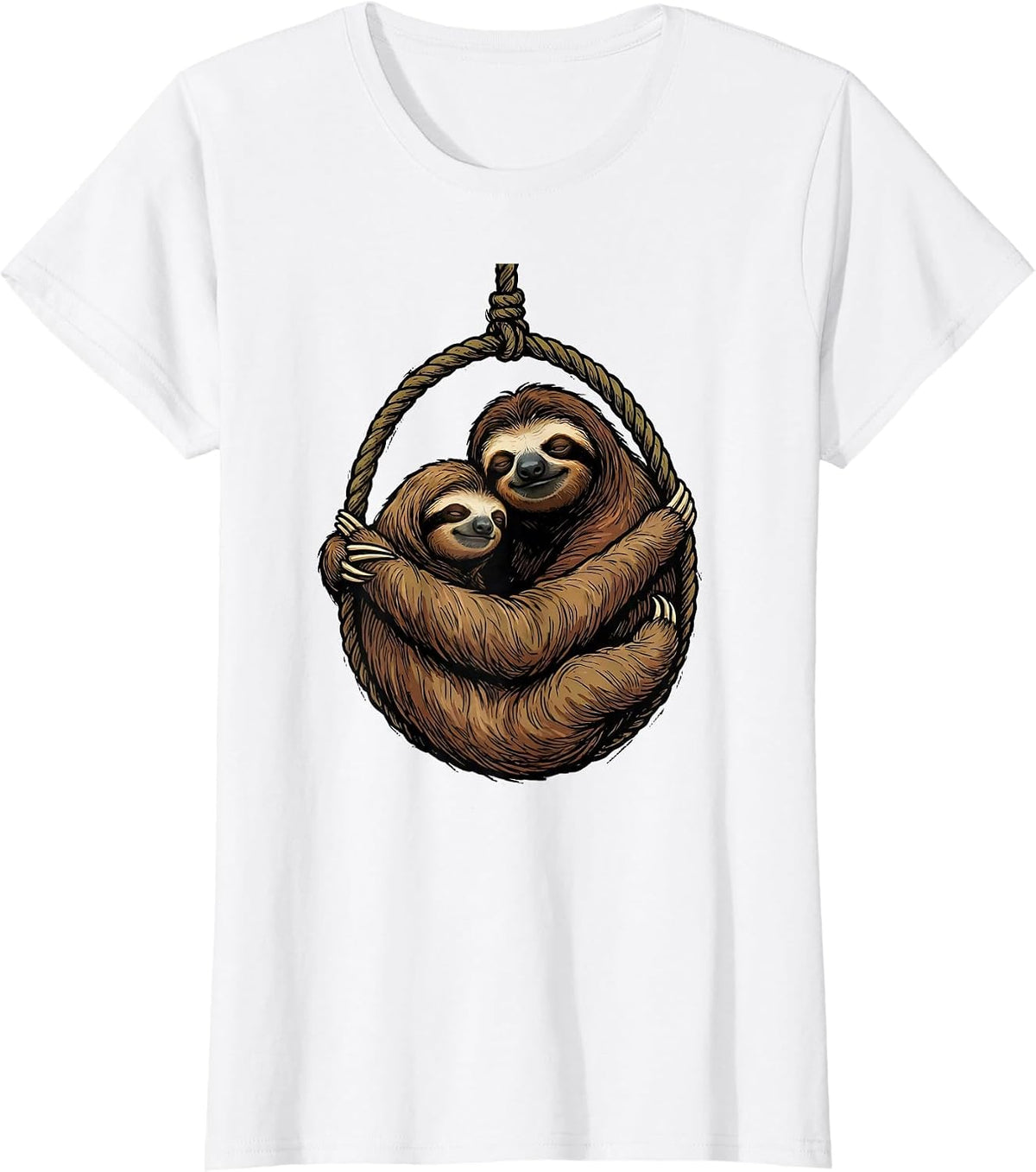 Nested Sloths Funny Sloth Lover Humor Gift T-Shirt - White