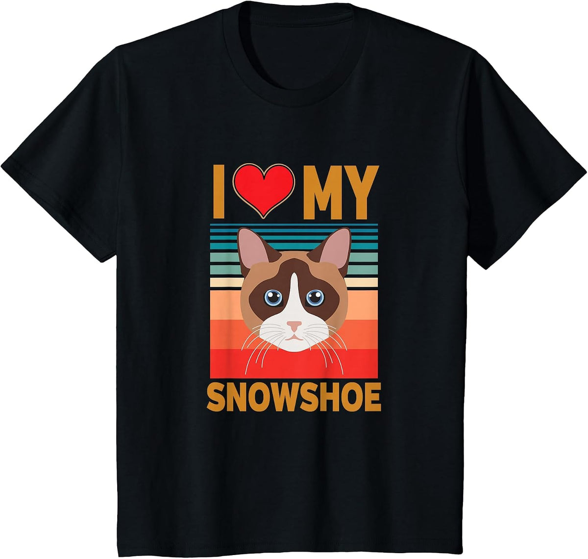 Snowshoe Siamese Cat T-Shirt - Black