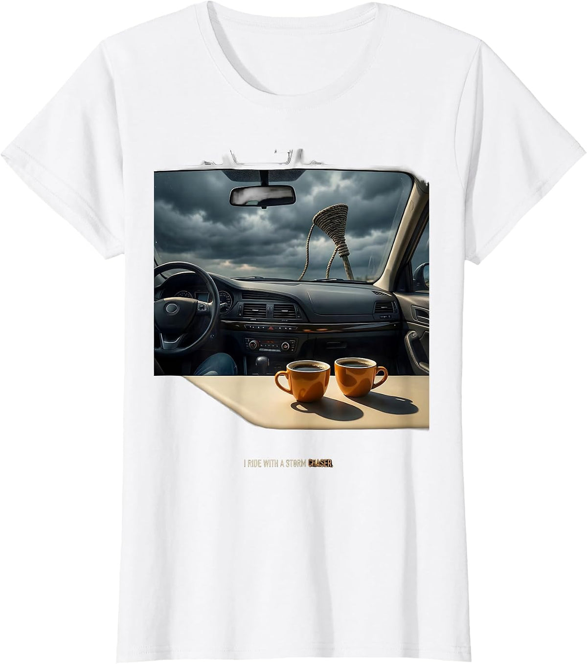 Women's I Ride With A Storm Chaser Funny Tornado Chaser Meteorology T-Shirt - White