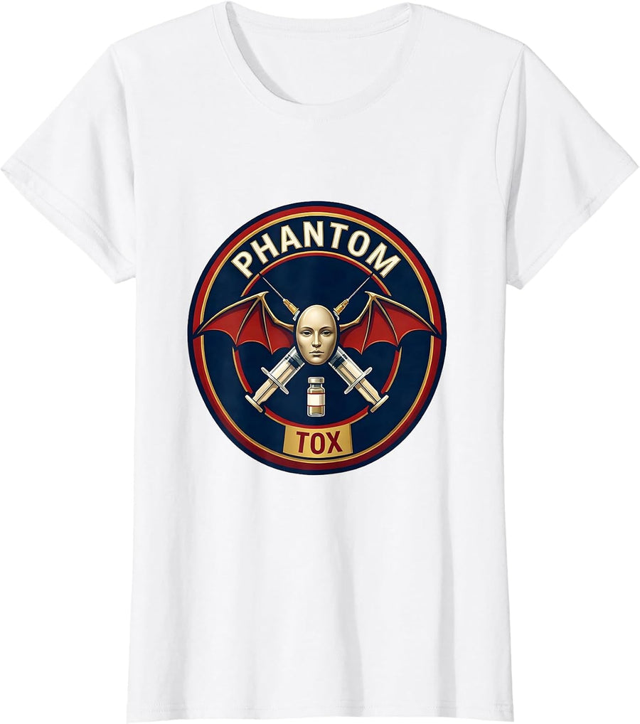 Women's Phantom Tox Aesthetic Nurse Injector Halloween Humor T-Shirt - White
