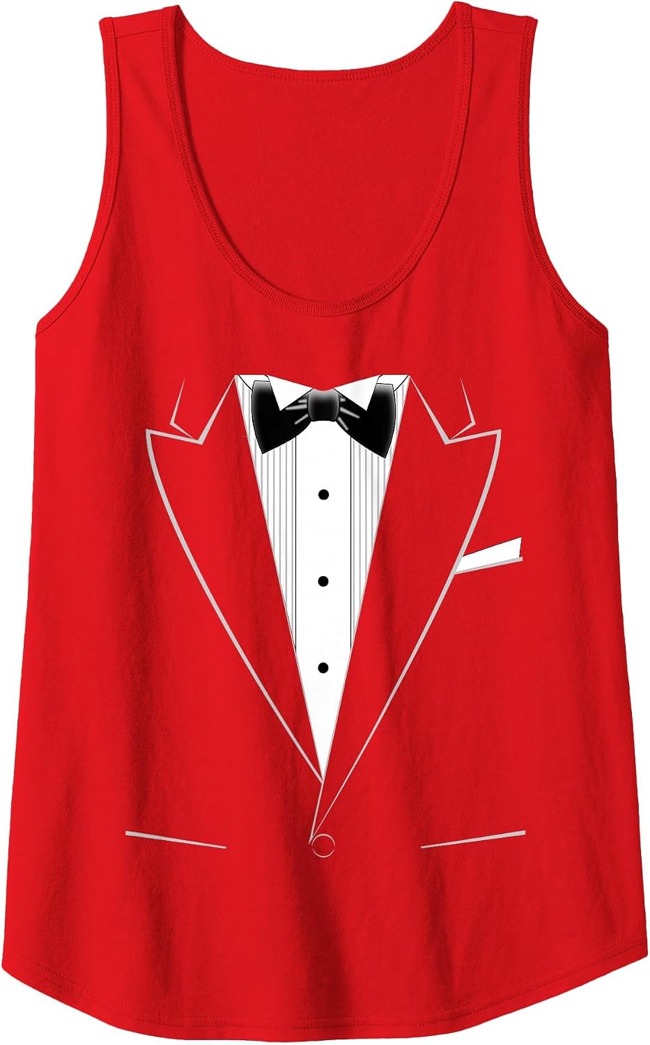 Funny Black Tuxedo and White Shirt Tank Top - Red
