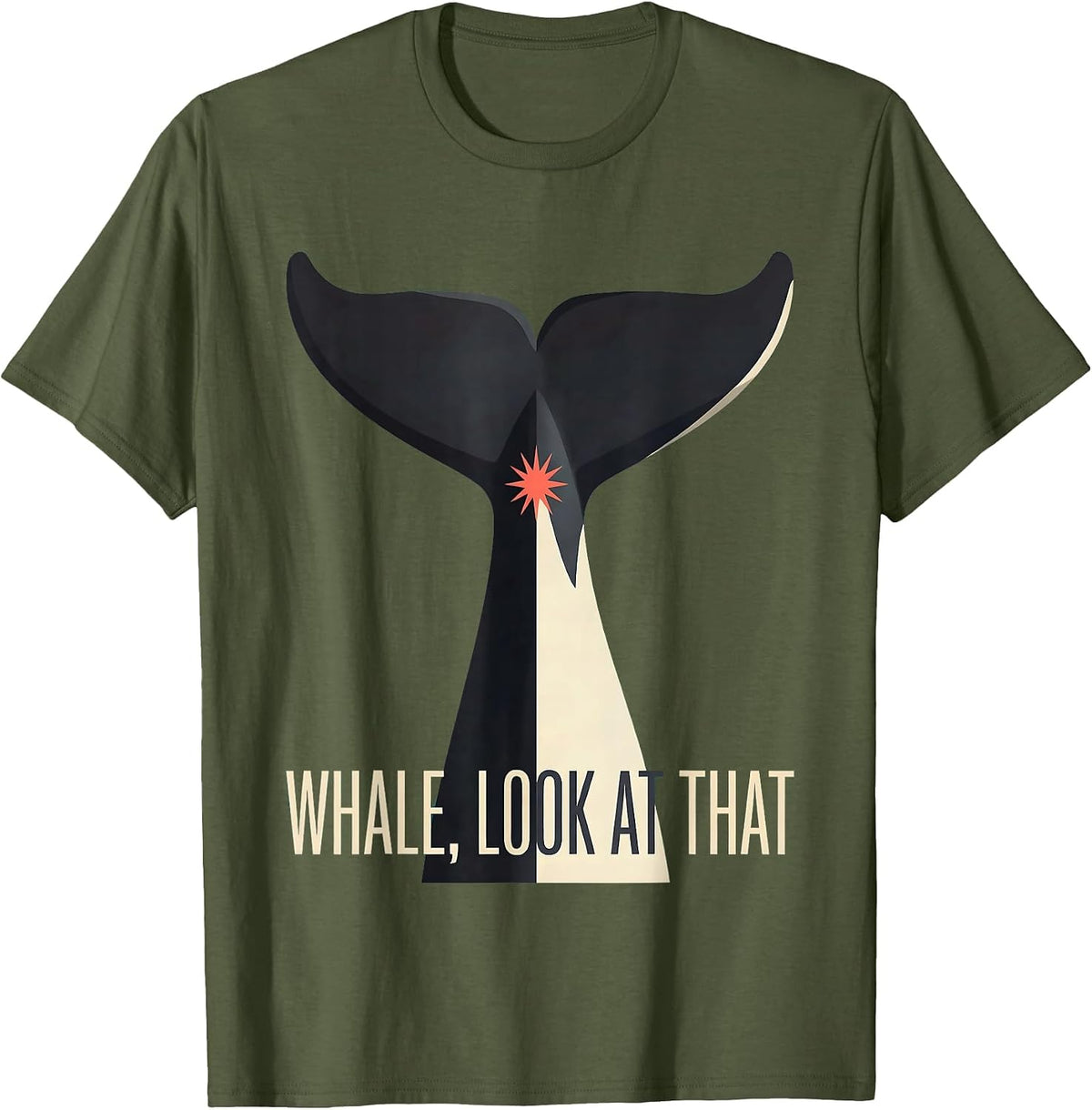 Whale Look At That Midcentury Modern Shark Ocean Animal T-Shirt - Olive Green