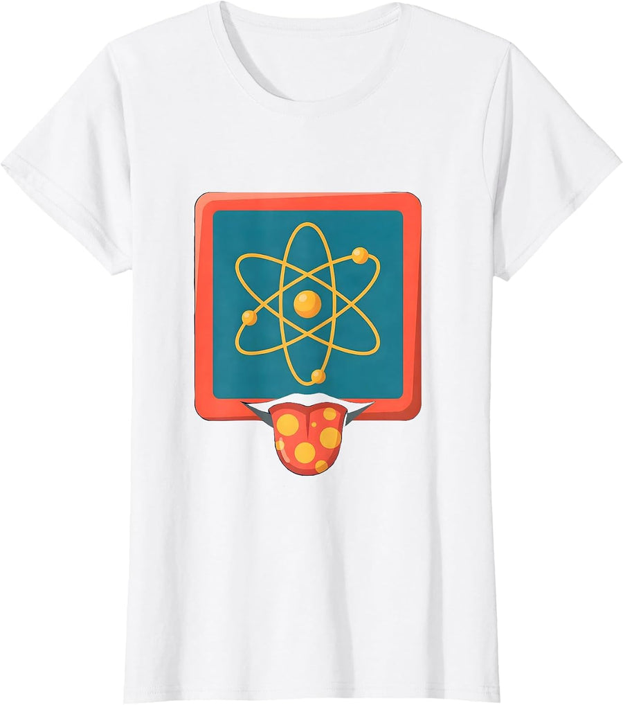 Women's Periodic Table Element Lick Funny Chemistry Graphic T-Shirt - White
