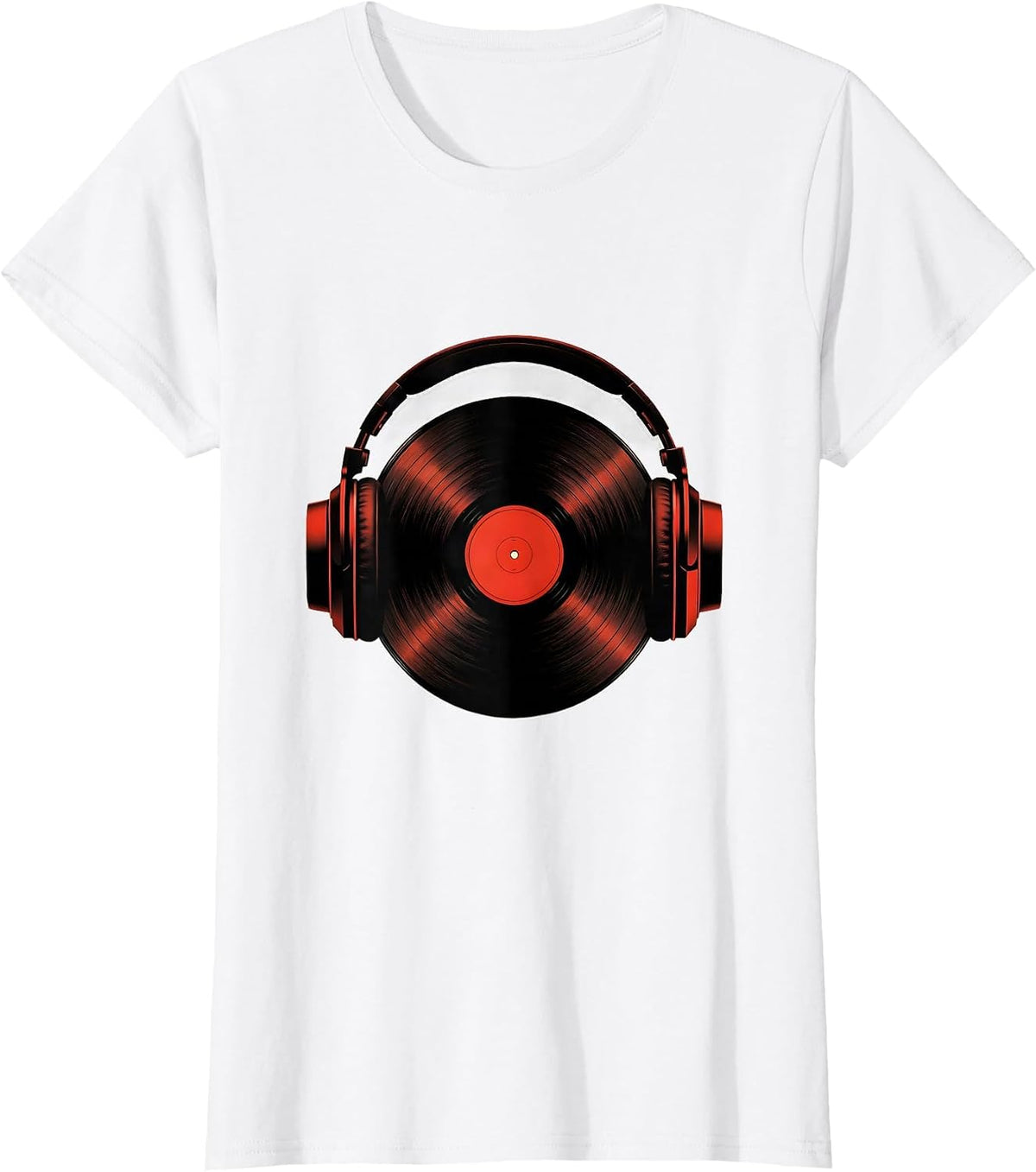 DJ Headphones Vinyl Record Minimalist Old School Hip Hop T-Shirt - White