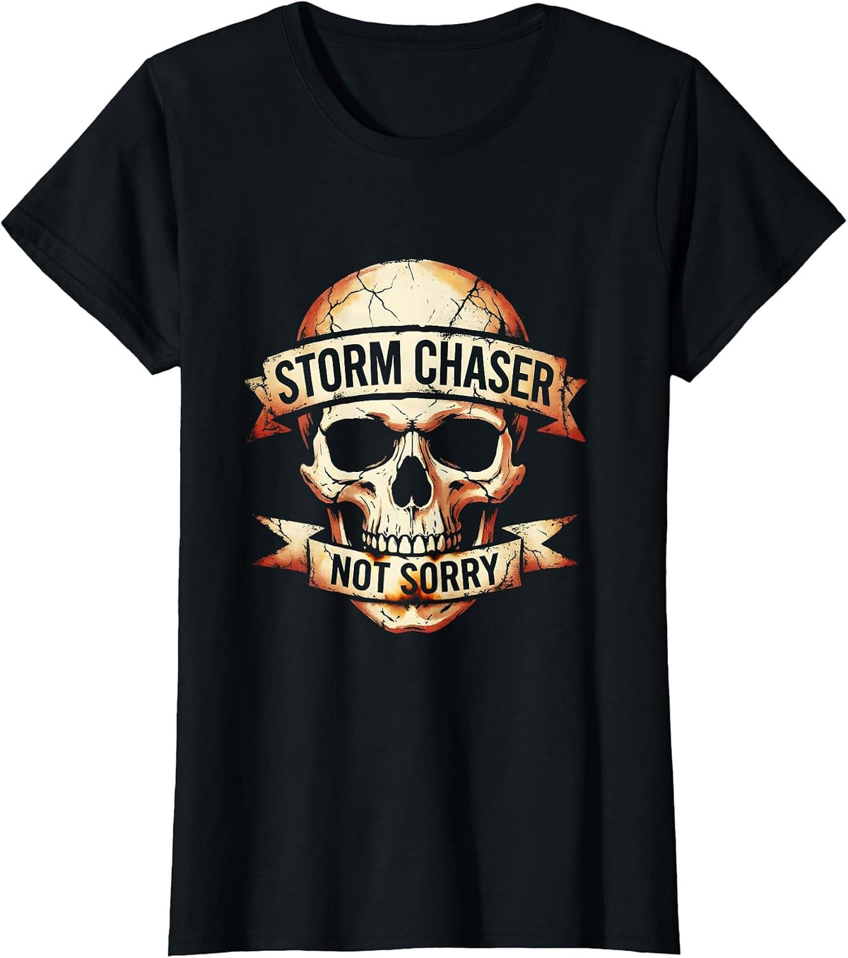Women's Storm Chaser Not Sorry Pirate Design T-Shirt - Black