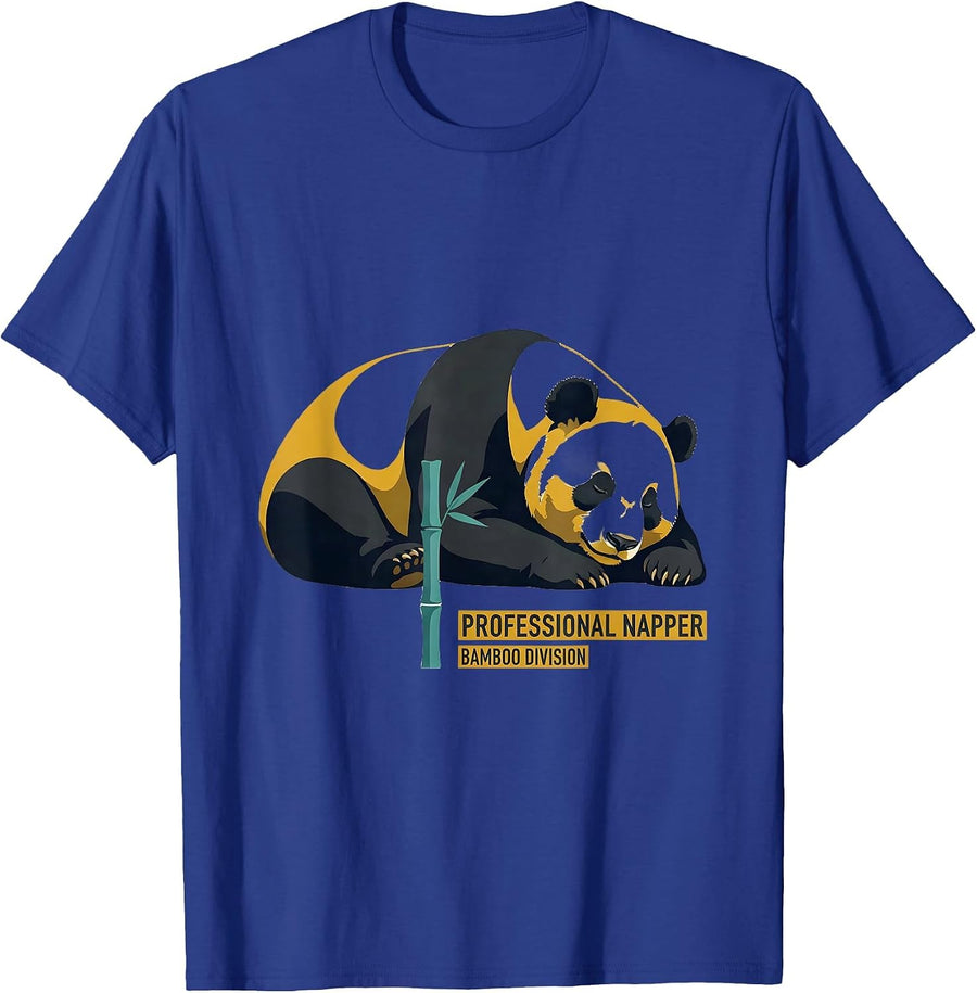 Professional Napper Bamboo Division Midcentury Modern Panda T-Shirt - Royal Blue